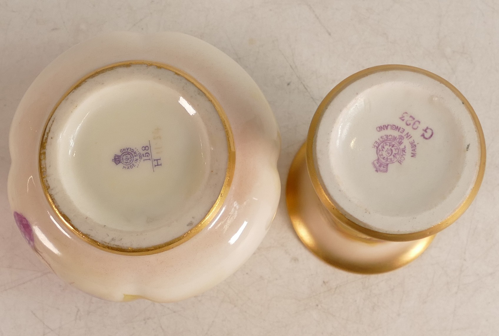 Royal Worcester vase decorated with autumnal fruit and leaves by Kitty Blake H158 together with a - Image 2 of 4