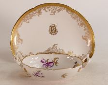 A KPM porcelain twin handled bowl with painted floral sprays, blue underglaze mark, together with