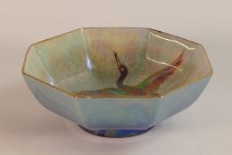 Shelley China, Flamingo pattern small octagonal bowl. Unmarked. Diameter: 12.2cm