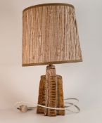 Bernard Rooke (b.1938-) Studio Pottery lamp of abstract form with South American inspired symbol