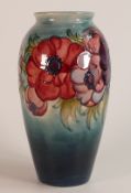 Moorcroft Anemone on blue ground Ovoid form vase. Height: 25cm