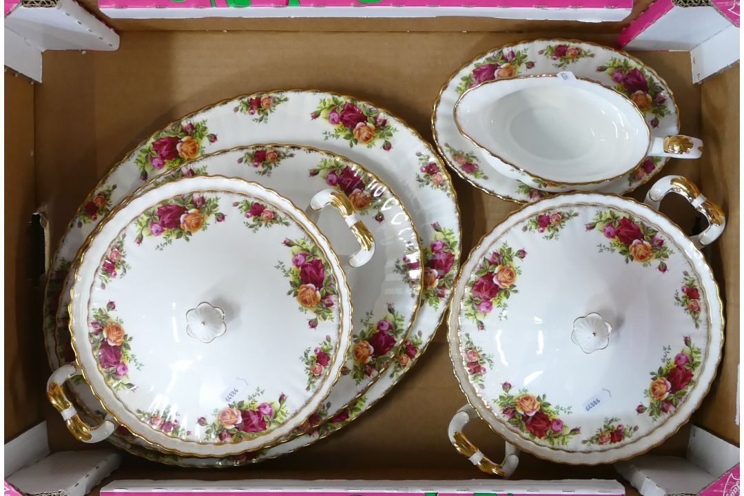 Royal Albert, large collection of Old Country Roses tea ware includes oval serving platters, two - Image 3 of 5