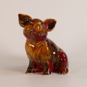 Anita Harris model of a Sitting Piglet H:12.5cm x L:7.5cm Gold signed piece.