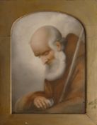 19th century hand painted Porcelain plaque depicting a monk in contemplation. Size incl. frame,