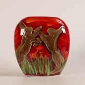 Anita Harris Boxing Hares Purse vase H:12cm Gold signed piece.