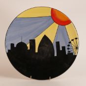 Lorna Bailey charger, decorated with London skyline, limited edition of 25, d.34cm.