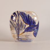 Anita Harris blue & white lustre Kingfisher Purse vase H:12cm Gold signed piece.