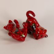 Anita Harris pair of Playful Kittens. H:15cm Gold signed piece.