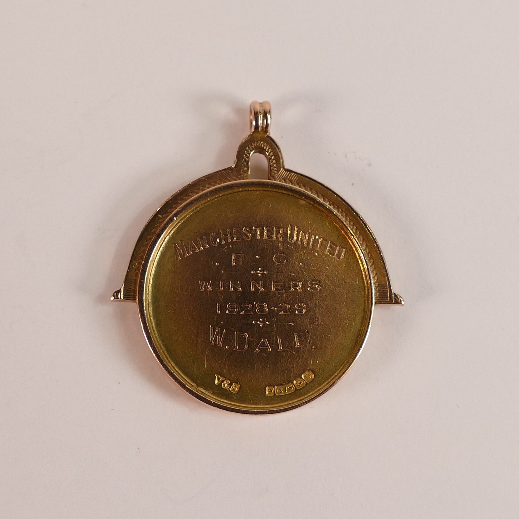 William (Billy) Dale, Manchester United's senior cup winners medal, 9ct gold, Lancashire Football - Image 2 of 2