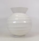 Nick Munro for Wedgwood, White ribbed globular vase with flared rim. Height: 21.5cm