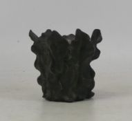 A Small Bronze Pot, cast in the form of naturalistic leaves. Height: 6.5cm