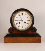 19th Century, Veneered Mantle Clock with Roman Numeral Dial. Height: 23cm