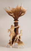 Schierholz, Porcelain Centrepiece Bowl. Modelled of antlers with girl in classical dress with dog.