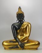 Hollywood Regency Budda 1970 Lamp in the Lotus position, black/gold, 56cm tall (not tested)