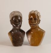 Joe Masoka, (Zimbabwean, 20th Century) African Soapstone Busts of Shona Tribespeople. Height:
