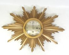 Elliot for Payne & Son Oxford, Mid-century Starburst Clock. Height: 36cm