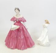 Royal Worcester figure Queen Elizabeth The Queen Mother 4455/7500 also Royal Doulton Thank You