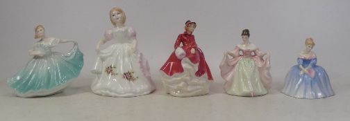 Royal Doulton, Collection of small lady figures including Victoria HN3909, Sara HN3219, Elaine, Emma