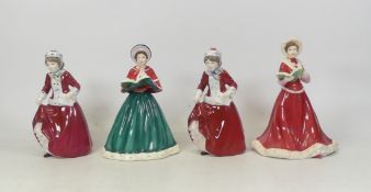 Royal Doulton, Four Lady Figures Best Wishes HN3426 x2, On The First Day of Christmas HN5168 Third