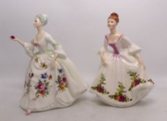 Royal Doulton lady figurines to include Country Rose HN3221 and Diana HN2468. (H: 21cm) (2)