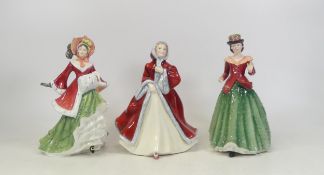 Royal Doulton, Three Lady Figures Holly HN3647, Wintertime HN3622 and Rachel HN2936 (3)