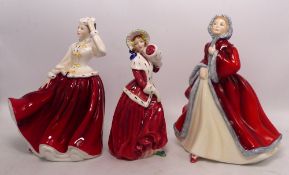 Three Royal Doulton lady figurines to include Christmas Morn HN1992, Gail HN2937 and Rachel