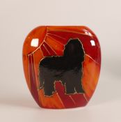 Anita Harris Deco Dog Purse Vase Height 12cm (Old English Sheep Dog) Gold Signed