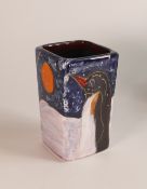 Anita Harris Penguin Square Vase Height 15cm Gold Signed