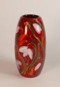 Anita Harris Ruby Snowdrop Skittle Vase Height 17cm Gold Signed