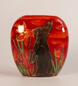 Anita Harris Cute Bunny Sniffing A Daffodil Purse Vase Height 12cm Gold Signed