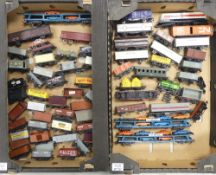 Collection of Hornby, Dublo, Lima, Trix and Wrenn OO/HO gauge freight wagons, parcel vans, car