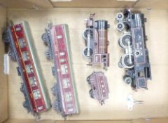 Collection of loose Hornby train O gauge to include 4-4-2 LNER and 0-4-0 LMS locomotives and two LMS