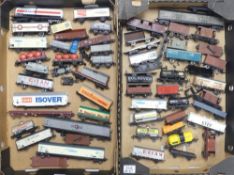 Mixture of Hornby, Jouef, Lima and Tri-ang freight wagons, vans and tankers. In various