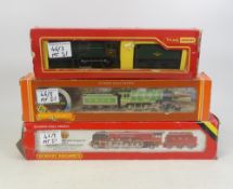 Three Hornby and Hornby Tri-ang OO gauge steam locomotives to include R350 L1 4-4-0 BR Green with