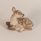 Royal Copenhagen porcelain model of laying Fawn, model 2609, h. 13.5cm.