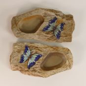 Hagen Renaker for Wade, pair of ceramic plaques modelled in the form of a primitive image of a