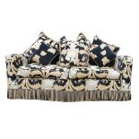 Superb Versace style shaped two seater sofa, luxury embossed damask material, made by Duresta