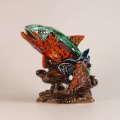 Anita Harris model of a Leaping Salmon, multi coloured H. 24cm gold signed.