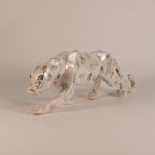 Anita Harris Cream/Silver large model of a Panther H. 12cm L. 41cm, gold signed.
