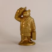 Wade, trial Kate Moss signed Paddington Bear in gold. Unmarked. Certificate included. Minor chips to