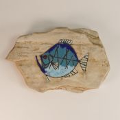 Hagen Renaker for Wade, a ceramic plaque modelled in the form of a primitive image of a fish on a