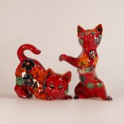 Anita Harris pair of Cute Kittens, tallest H. 20cm gold signed. (2)