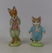 Royal Albert Beatrix Potter to include large Foxy Whiskered Gentleman, Tom Kitten. Tallest:16cm(2)