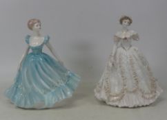 Two Lady Figures, Coalport Ladies of Fashion Rapture and Royal Worcester Sweetest Valentine. Both