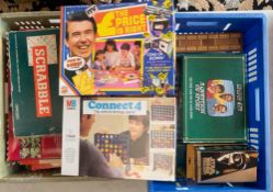 A large collection of board games to include A Question of Sport, Cluedo, Travel Trivial Pursuit,