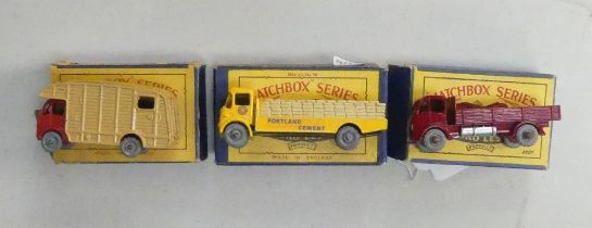 Three Matchbox Lesney boxed models to include No. 35 Marshall Horsebox Mk7, No.51 Albion Cheiftain