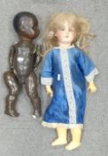 Dolls to include a Armand Marseille doll with bisque head sleeping eyes on a jointed body stamped