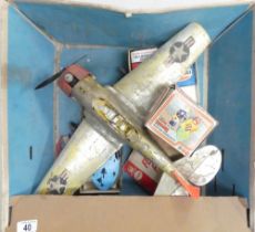 Testors Navy SNJ-3 Gas Powered Plane. In original box. Plane and box in distressed condition,