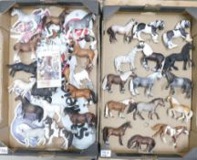 A large collection of Schleich animal figures to mainly include horses. Etc. (2 Trays)