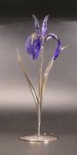 Swarovski Crystal 'Tropical Flower Collection 'Damboa Blue Violet on silver tone stand, 20cm tall (